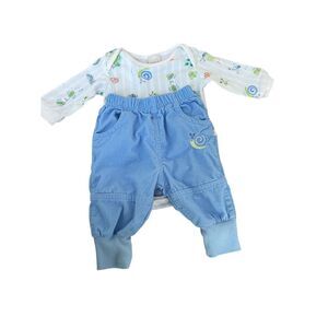 Oshkosh Baby Two Piece Set Onesie & Blue Corduroy‎ Pull on Pants Size 0-3 Months